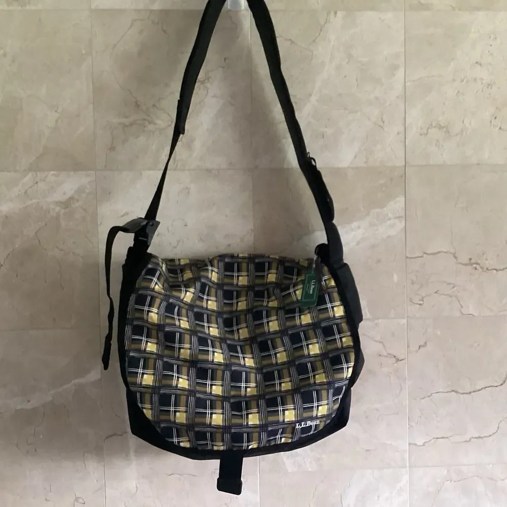 LL.Bean Yellow Plaid Messenger Bag NWT– Clueless Gorpcore Preppy Laptop Office